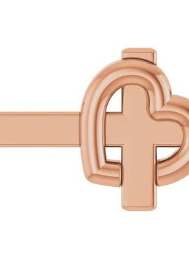 14K White/Rose Gold Sideways Cross & Heart 18