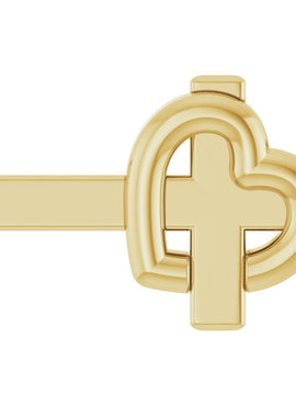 14K White/Rose Gold Sideways Cross & Heart 18