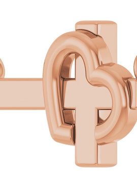 14K White/Rose Gold Sideways Cross & Heart 18