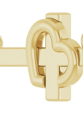 14K White/Rose Gold Sideways Cross & Heart 18