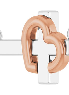 14K White/Rose Gold Sideways Cross & Heart 18