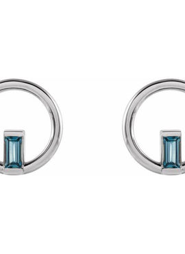 Sterling Silver Natural Blue Sapphire Circle Earrings