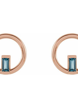 Sterling Silver Natural Blue Sapphire Circle Earrings