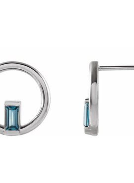 Sterling Silver Natural Blue Sapphire Circle Earrings