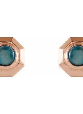 Sterling Silver Natural Turquoise Geometric Cabochon Earrings
