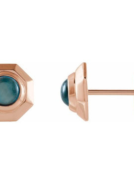 Sterling Silver Natural Turquoise Geometric Cabochon Earrings