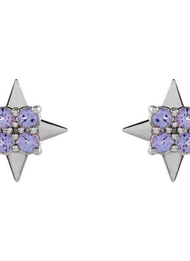 Platinum Natural Tanzanite Star Earrings