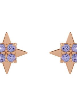 Platinum Natural Tanzanite Star Earrings