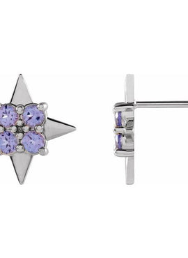 Platinum Natural Tanzanite Star Earrings