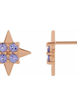 Platinum Natural Tanzanite Star Earrings