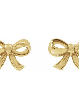 14K White Gold Bow Earrings
