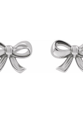 14K White Gold Bow Earrings