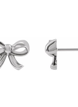 14K White Gold Bow Earrings