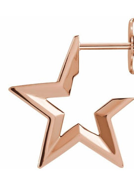14K White Gold Star 15.9 mm Hoop Earrings
