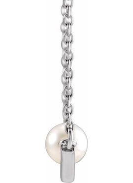 Sterling Silver Cultured White Akoya Pearl V 16