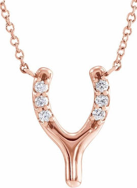 14K Yellow Gold .08 CTW Natural Diamond Petite Wishbone 16