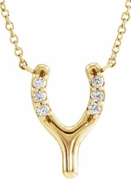 14K Yellow Gold .08 CTW Natural Diamond Petite Wishbone 16