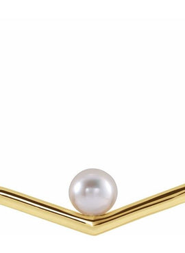 Sterling Silver Cultured White Akoya Pearl V 16