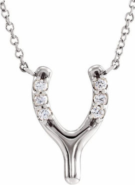 14K Yellow Gold .08 CTW Natural Diamond Petite Wishbone 16