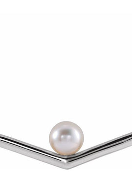 Sterling Silver Cultured White Akoya Pearl V 16