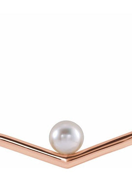 Sterling Silver Cultured White Akoya Pearl V 16