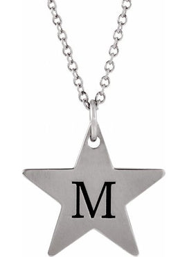 14K White Gold Star Pendant