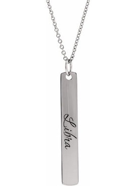 14K White Gold Rectangle Bar Pendant