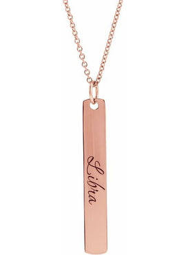 14K White Gold Rectangle Bar Pendant