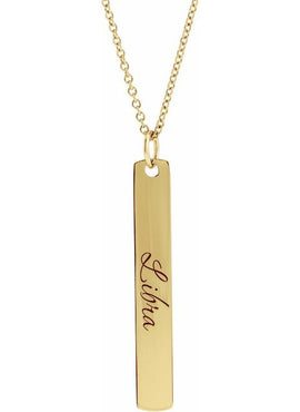 14K White Gold Rectangle Bar Pendant