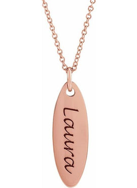 14K White Gold Elongated Oval Pendant