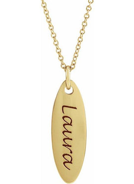 14K White Gold Elongated Oval Pendant