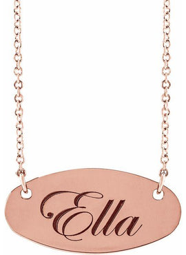 14K White Gold Engravable Oval 16