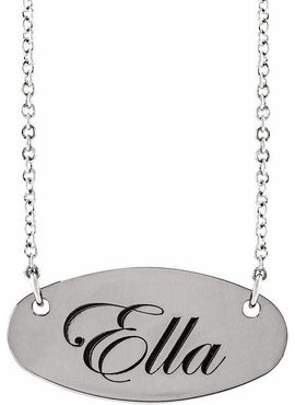 14K White Gold Engravable Oval 16