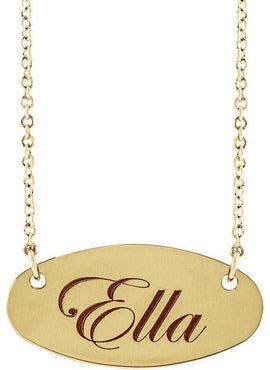 14K White Gold Engravable Oval 16