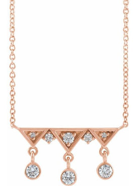 14K Rose Gold 1/5 CTW Natural Diamond Fringe Bar 16