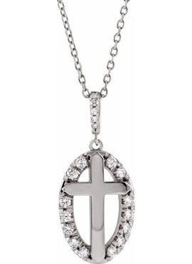 14K Yellow Gold 1/5 CTW Natural Diamond Halo-Style Cross Pendant