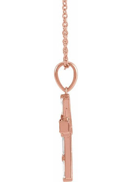 14K Yellow Gold 3/8 CTW Natural Diamond Baguette Cross Pendant