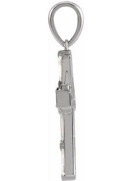 14K Yellow Gold 3/8 CTW Natural Diamond Baguette Cross Pendant