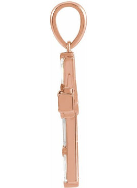 14K Yellow Gold 3/8 CTW Natural Diamond Baguette Cross Pendant