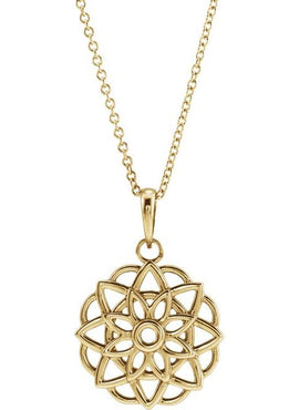 14K Yellow Gold Floral 16-18