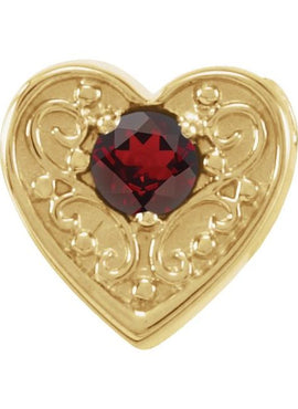 14K White Gold Natural Mozambique Garnet Heart Slide Pendant