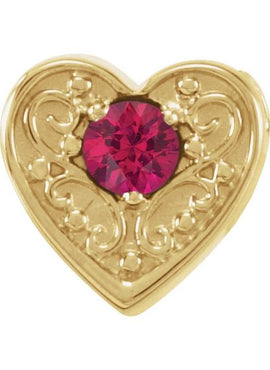 14K White Gold Natural Mozambique Garnet Heart Slide Pendant