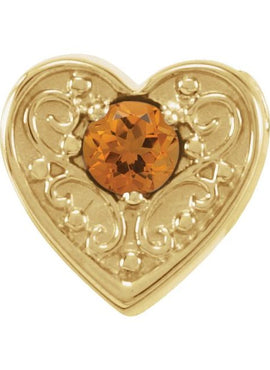 14K White Gold Natural Mozambique Garnet Heart Slide Pendant