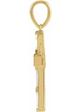 14K Yellow Gold 3/8 CTW Natural Diamond Baguette Cross Pendant