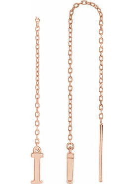 14K Yellow Gold Single Initial A Chain Earring