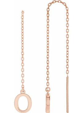 14K Yellow Gold Single Initial A Chain Earring