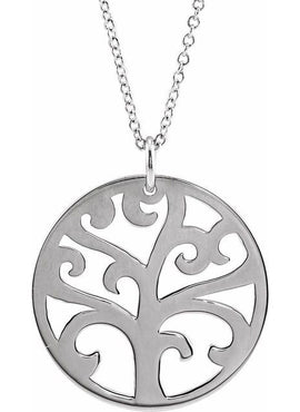 14K White Gold 20 mm Tree 16-18