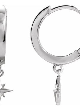 14K Rose Gold Star Hoop Earrings