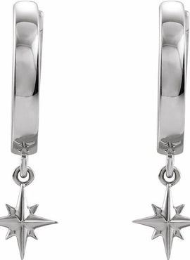 14K Rose Gold Star Hoop Earrings