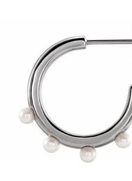 14K Yellow Gold Cultured Seed Pearl Hoop Earrings